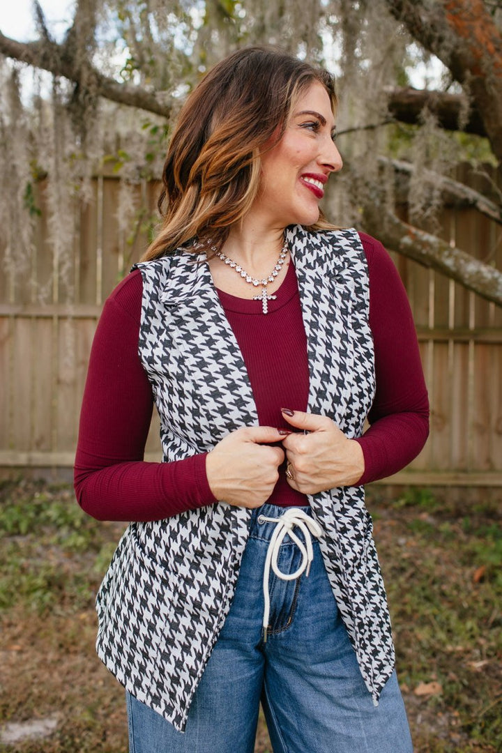 Get The Job Done Vest In Houndstooth - Reg & Curvy - Macoma Boutique240 Jackets/Blazers