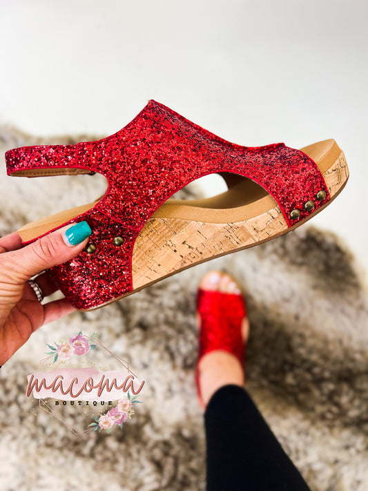 Corky's Red Glitter Ashley Sandals- FINAL SALE