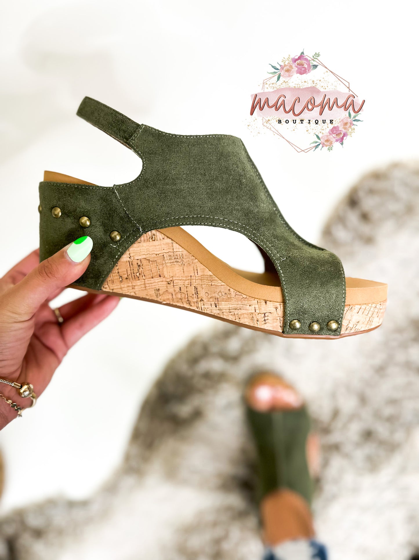 Corky's Olive Suede Ashley Sandals