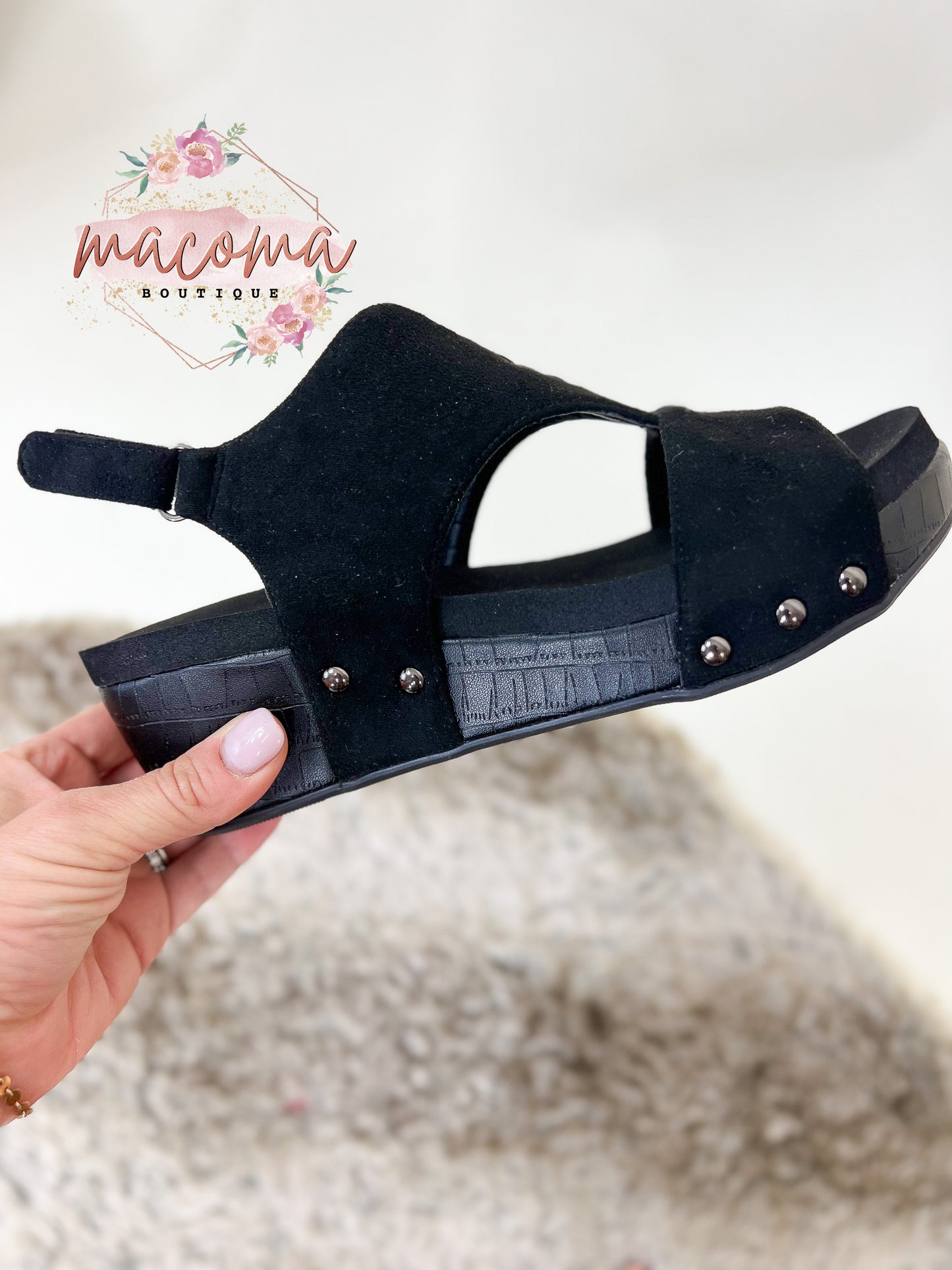 Corky's Black Suede Croco Marisa Sandals