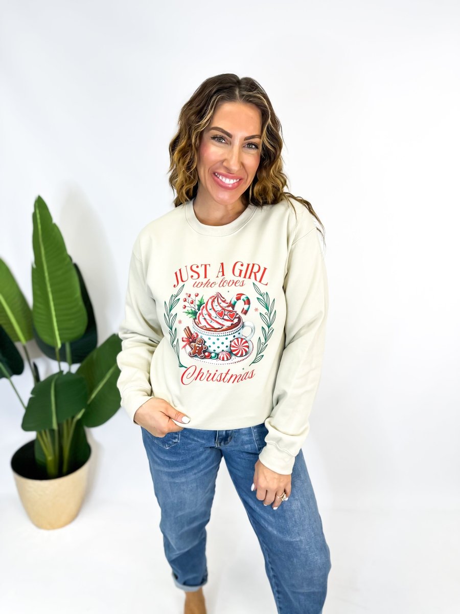 Just A Girl Who Loves Christmas Graphic Pullover - FINAL SALE - Macoma Boutique555 Presales