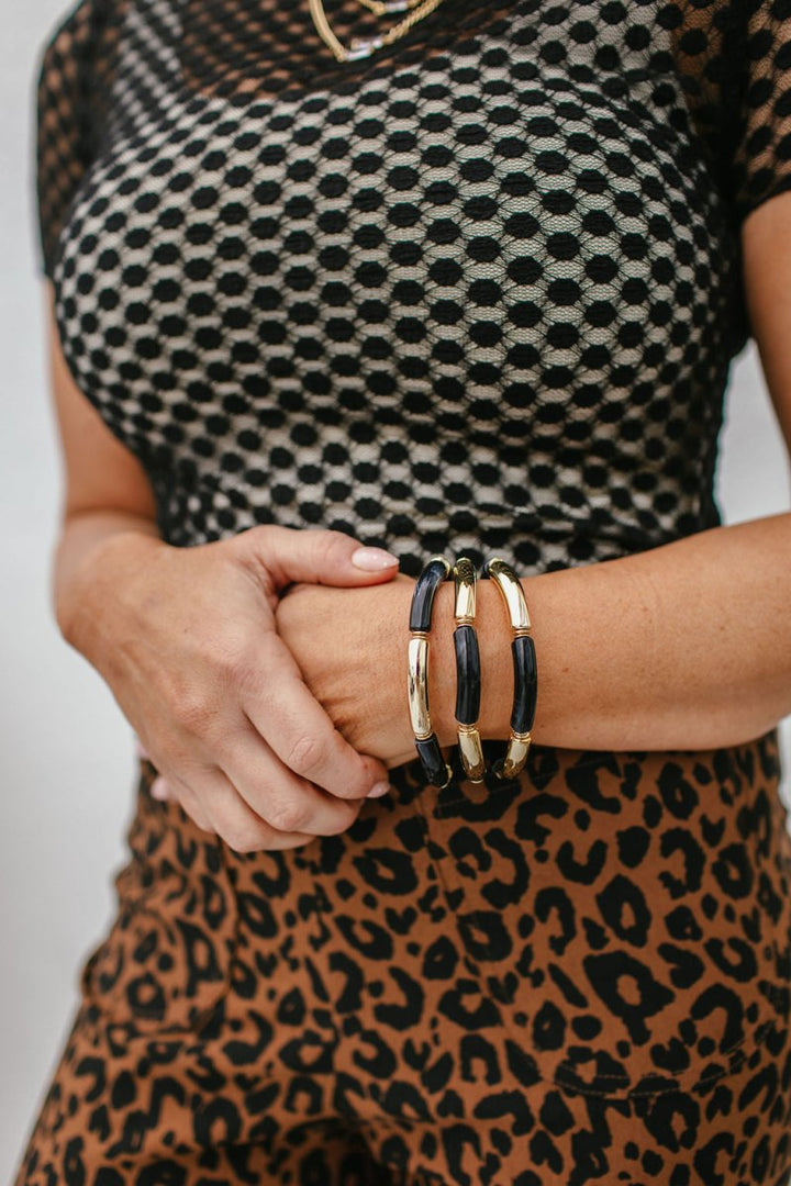 Live A Little Skinny Stretch Bracelet In Black - Macoma Boutique310 Accessories/Jewelry