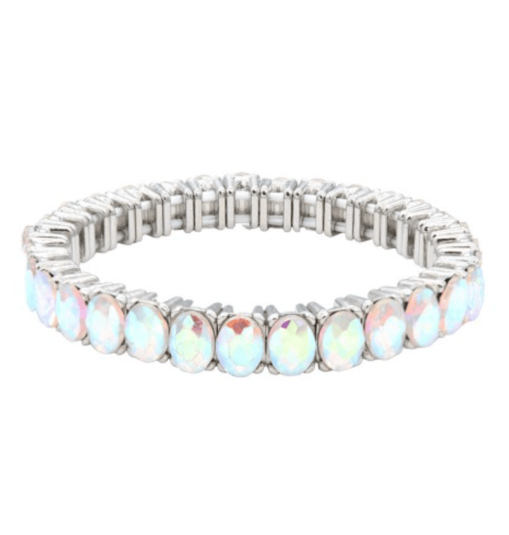 Main Character Stretch Bracelet in Rhodium With AB Crystals - Macoma Boutique315 Jewelry