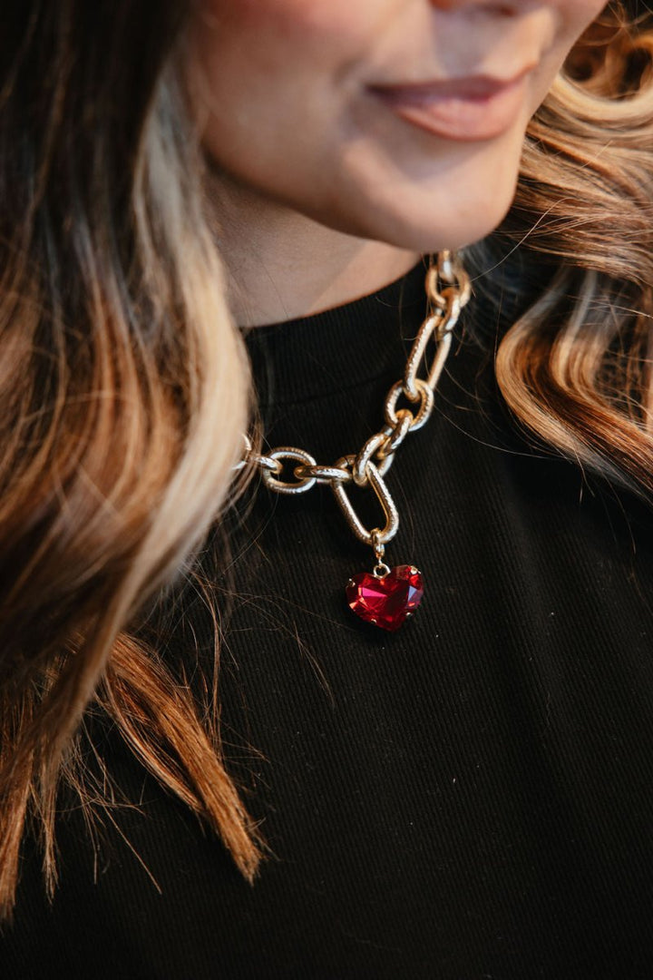 Medium Heart Charm in Red Sparkle - Macoma Boutique315 Jewelry
