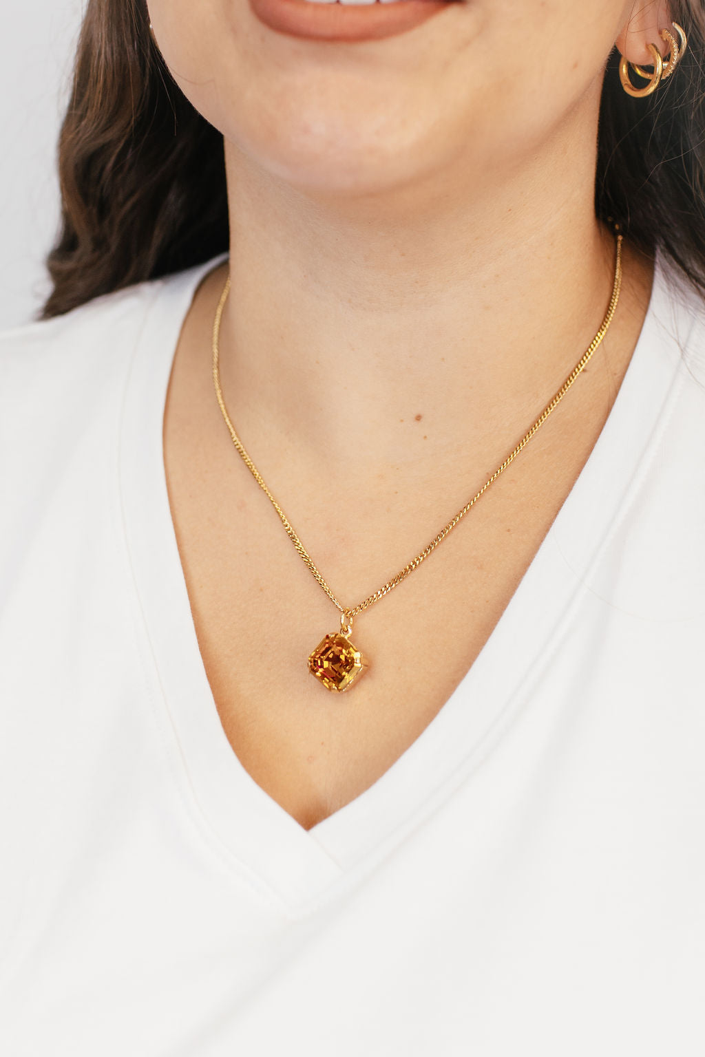 Tova Nikki Necklace in Antique Gold Light Colorado Topaz Brandy - FINAL SALE