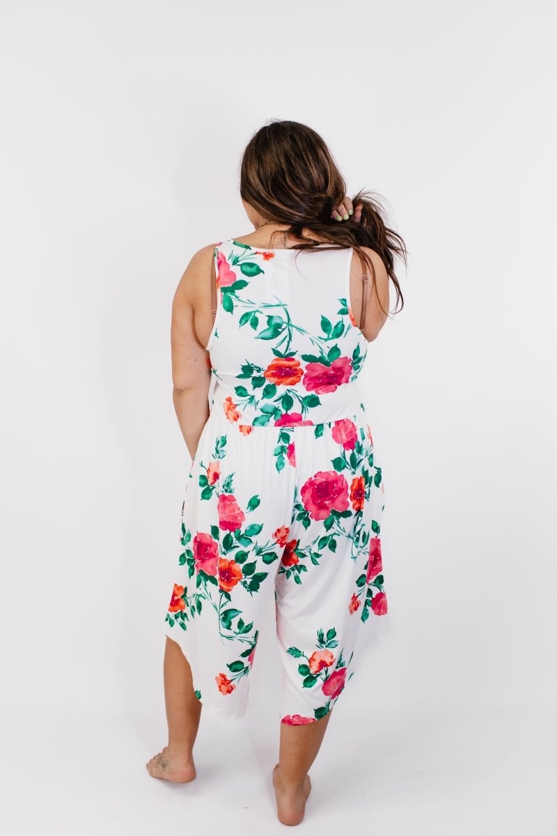Phierce Fashions Jumpsuit in Fuchsia and White Floral - Reg/Curvy FINAL SALE - Macoma Boutique260 Jumpsuits/Rompers/Overalls