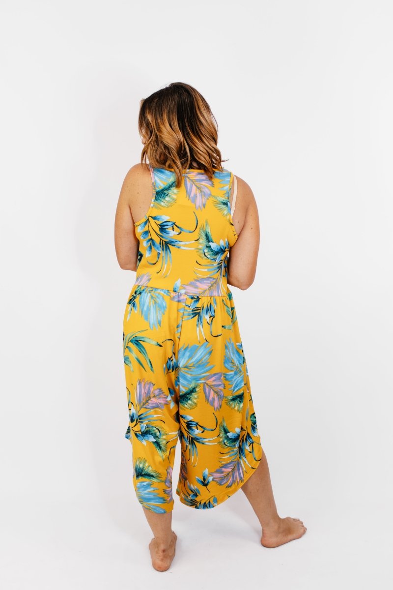 Phierce Fashions Jumpsuit in Yellow Floral - Reg/Curvy FINAL SALE - Macoma Boutique260 Jumpsuits/Rompers/Overalls