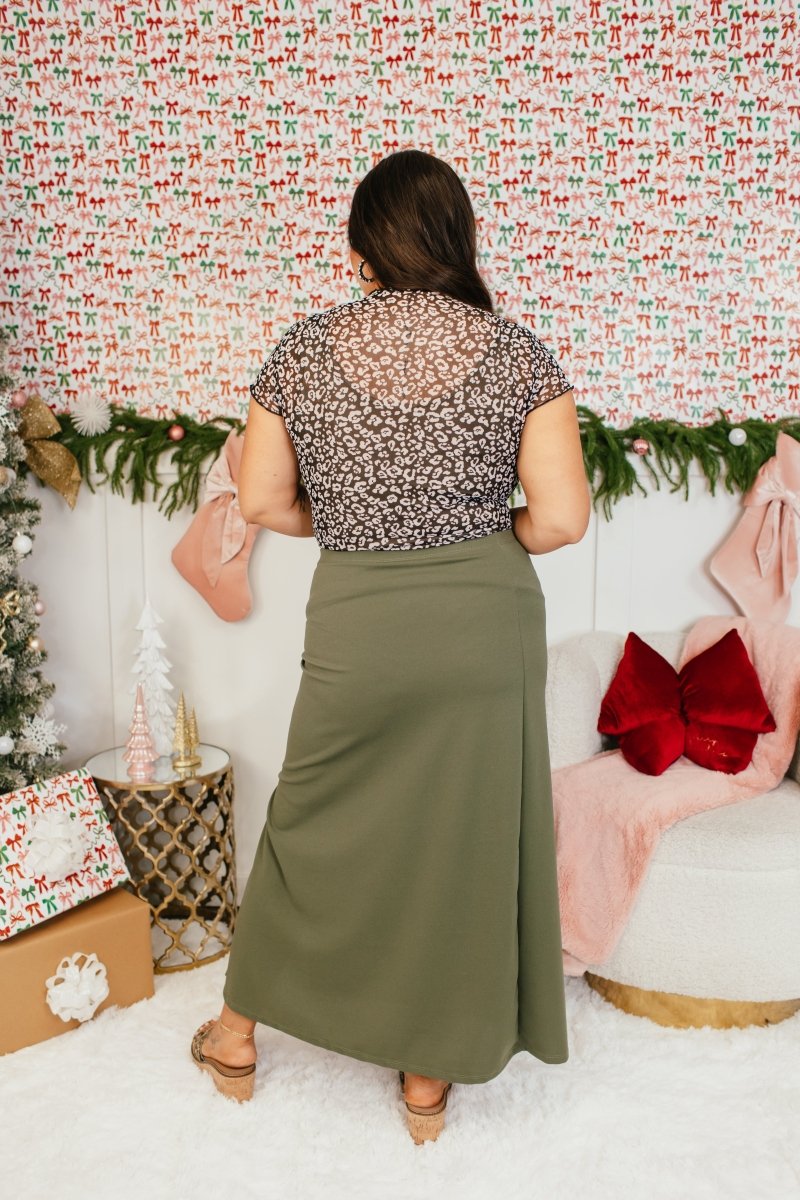 Power Play Skirt In Olive - Reg & Curvy - Macoma Boutique200 Skirts