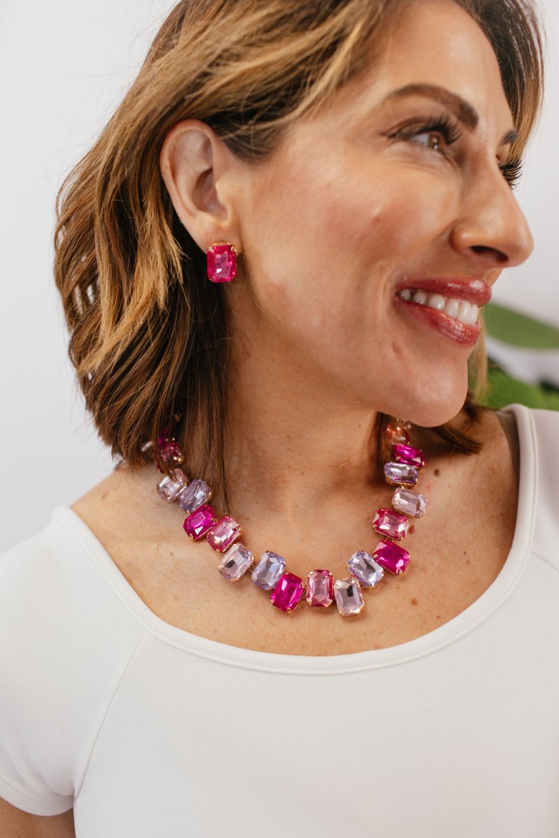 Pretty Pop Necklace/Earring Set In Pink - Macoma Boutique310 Accessories/Jewelry