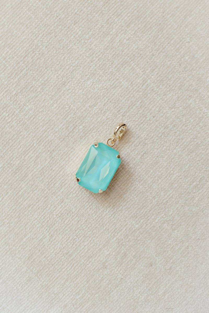 Rectangular Charm in Soft Aqua - Macoma Boutique315 Jewelry