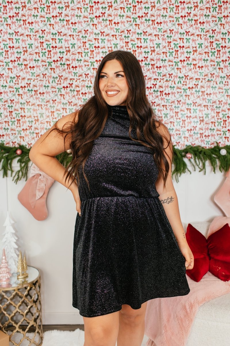 Shimmer & Slay Dress In Black - Reg & Curvy - Macoma Boutique250 Dresses