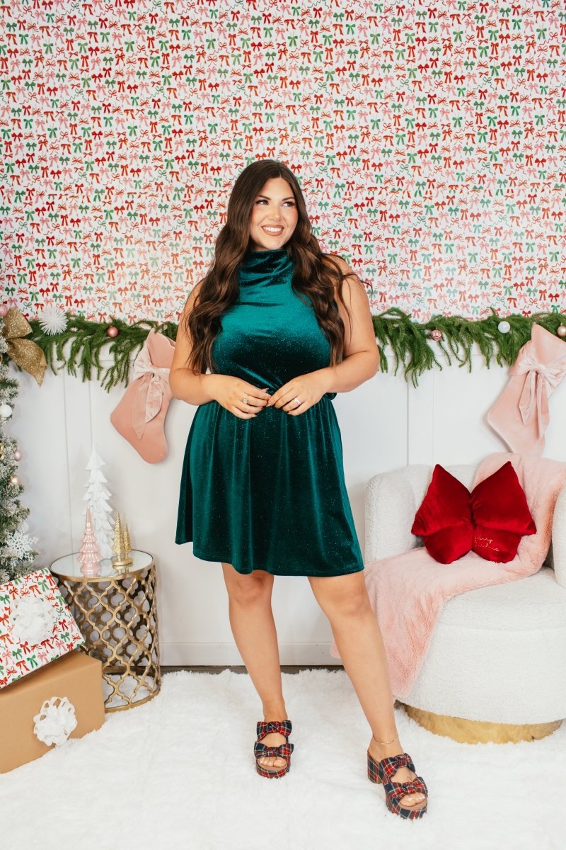 Shimmer & Slay Dress In Emerald - Reg & Curvy - Macoma Boutique250 Dresses