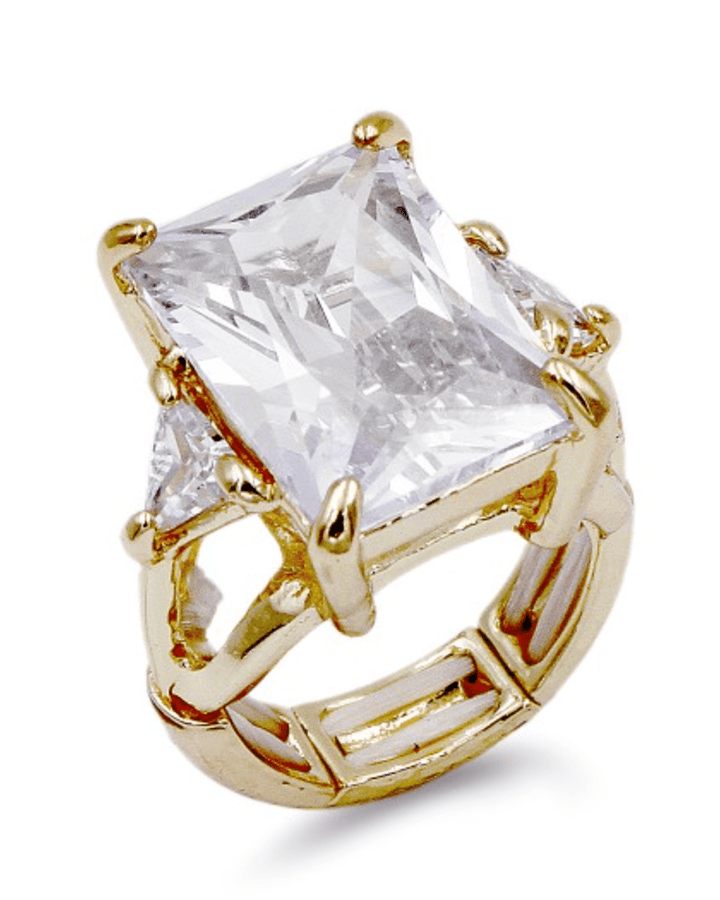 Shine Bright Stretch Ring in Gold Plated With Clear Stone - Macoma Boutique315 Jewelry