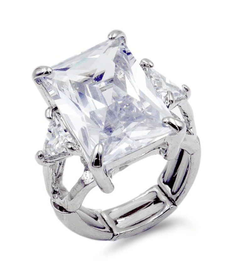 Shine Bright Stretch Ring in Rhodium Plated With Clear Stone - Macoma Boutique315 Jewelry