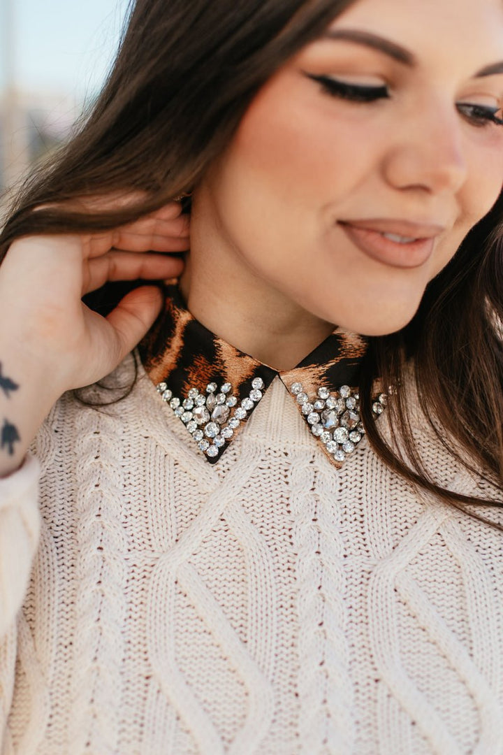 Shirt Collar In Clear Leopard - Macoma Boutique310 Accessories/Jewelry