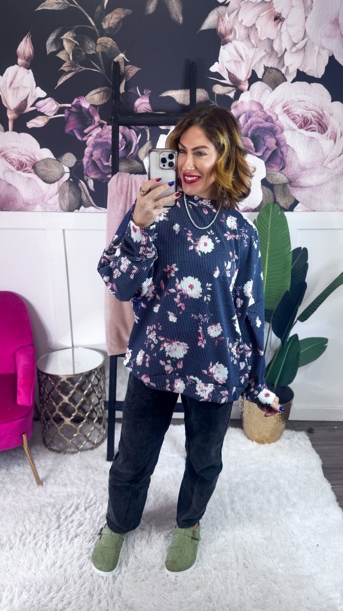 Sierra Pullover In Navy - Reg & Curvy - Macoma Boutique120 Long Sleeve