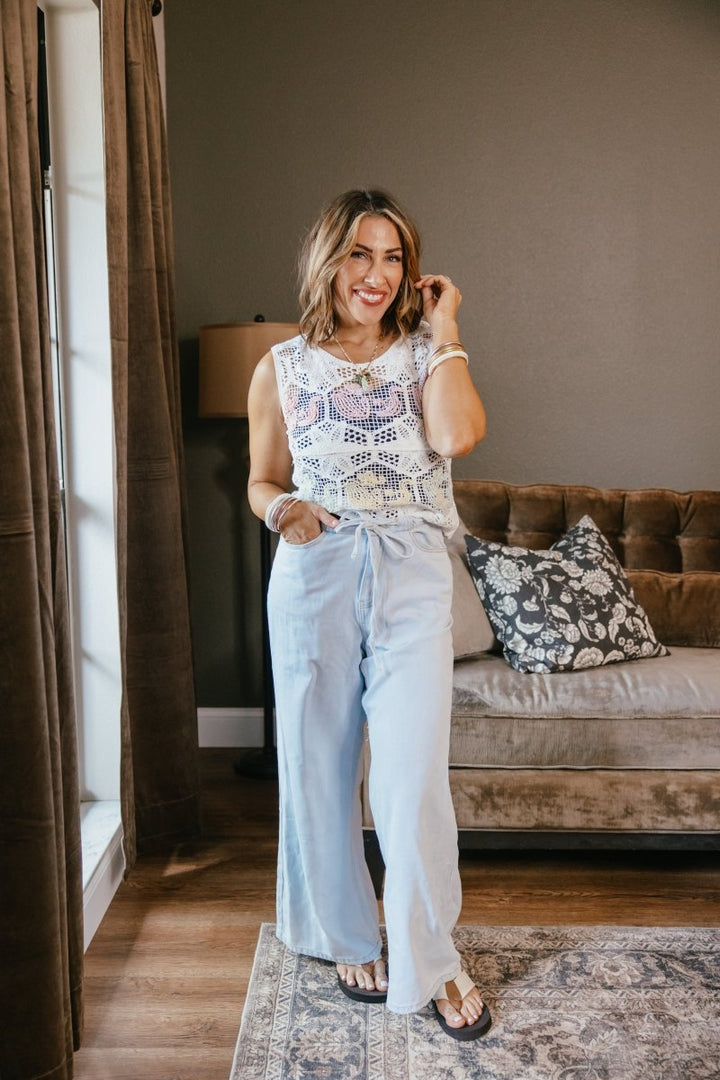 Sky Drawstring Palazzo Denim - Macoma Boutique170 Denim