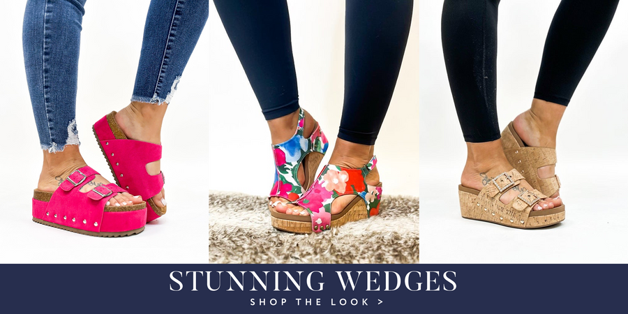 Shop wedges and heels for spring!