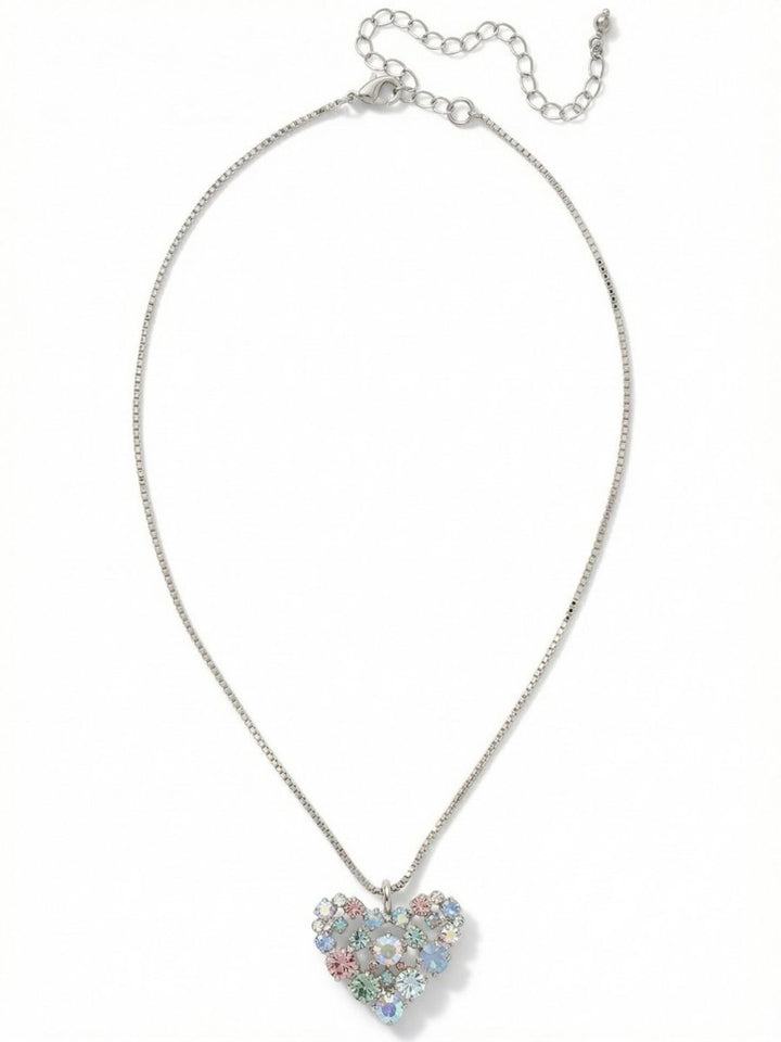 Sorrelli Rainbow Quartz Crystal Heart Pendant Necklace - Macoma Boutique310 Accessories/Jewelry