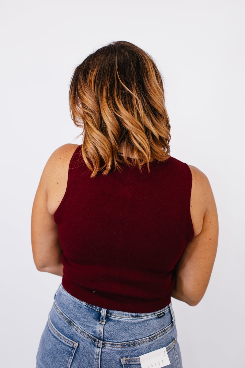 Split Decision Vest in Red Wood - FINAL SALE - Macoma Boutique110 Tanks