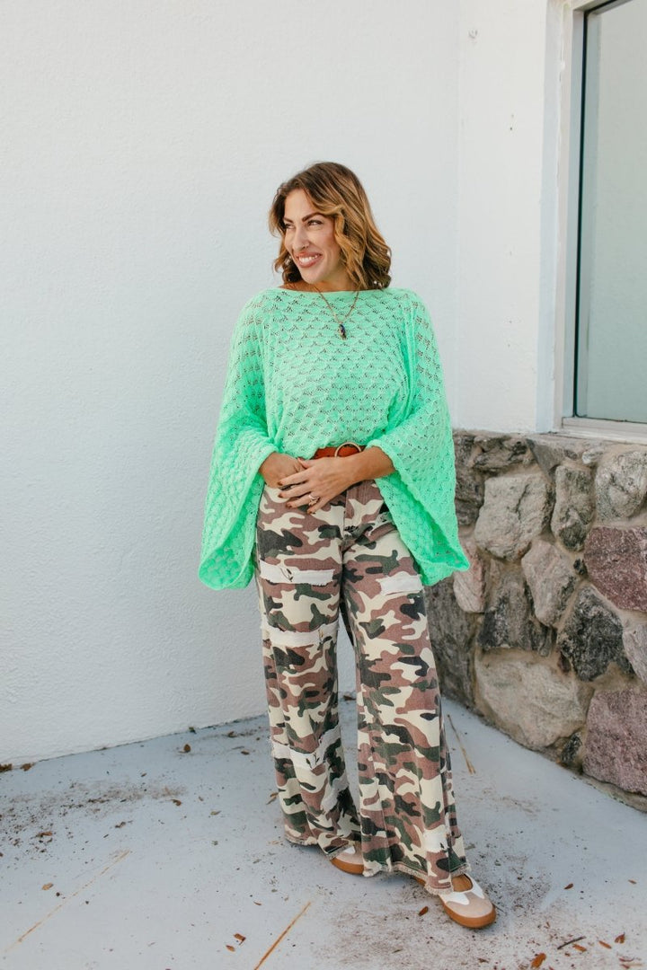 Spring Free Spirit Bell Sleeve Top In Mint - Macoma Boutique120 Long Sleeve