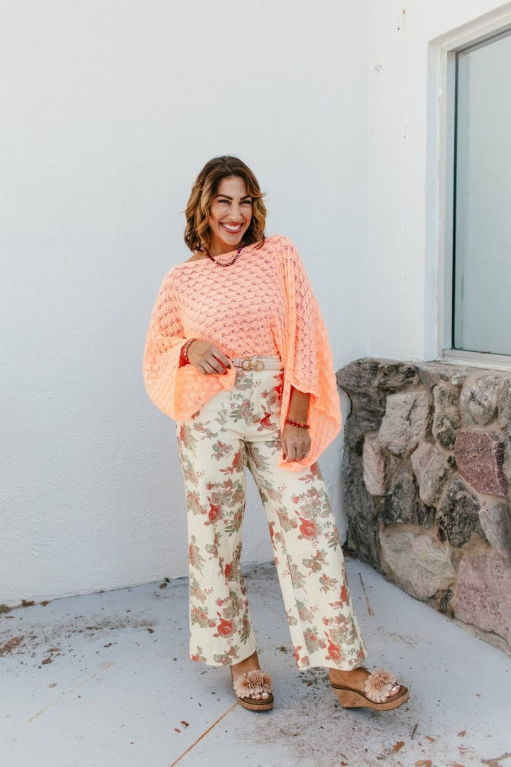 Spring Free Spirit Bell Sleeve Top In Peach - Macoma Boutique120 Long Sleeve