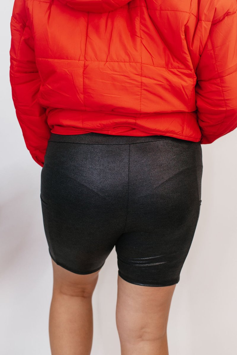 Staple Piece Biker Shorts In Shiny Black - Reg & Curvy - Macoma Boutique280 Activewear