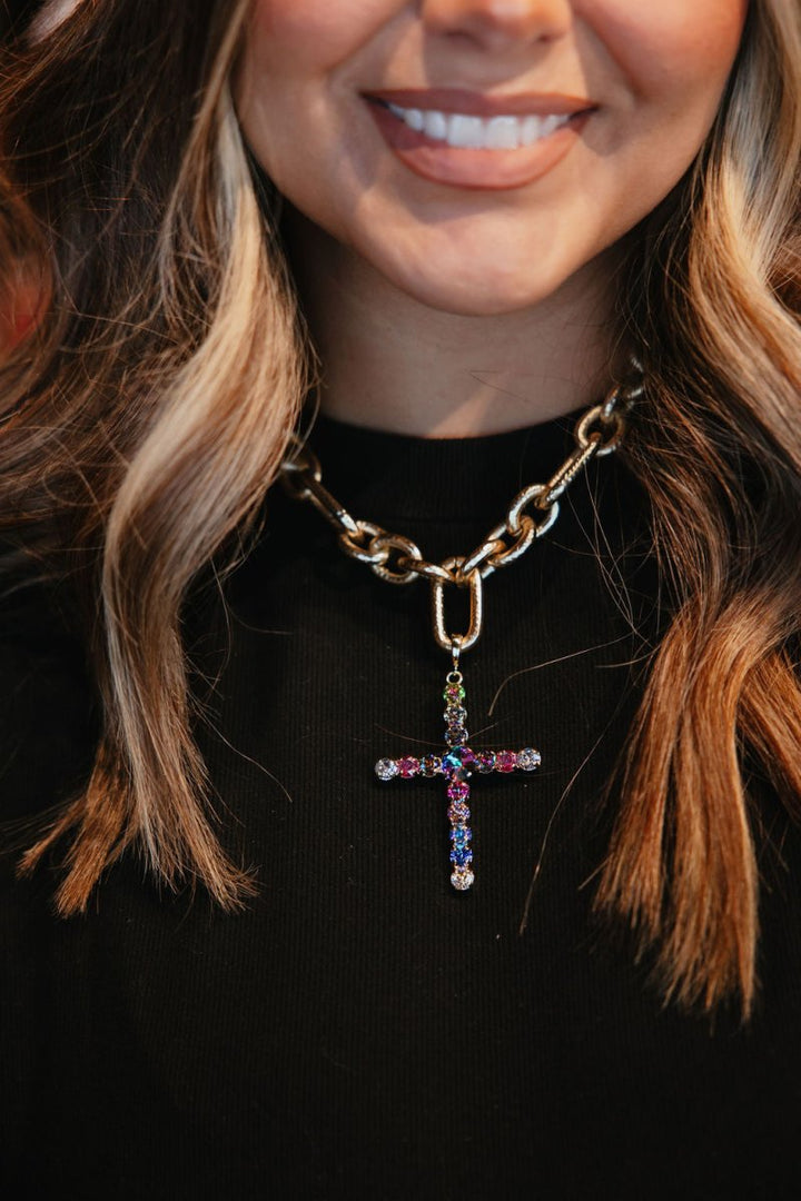 Starlight Cross Charm in Rainbow Prism - Macoma Boutique315 Jewelry