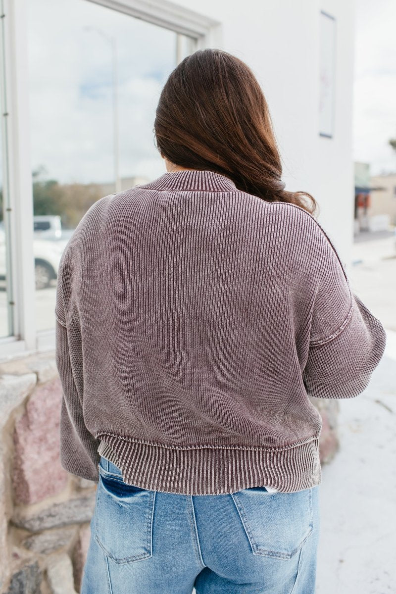 Stonewashed Comfort Sweat In Plum - Macoma Boutique130 Sweaters