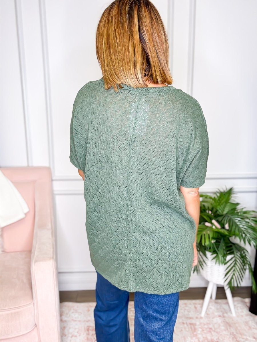Subtle Texture Top - Reg/Curvy - FINAL SALE - Macoma Boutique100 Short Sleeve