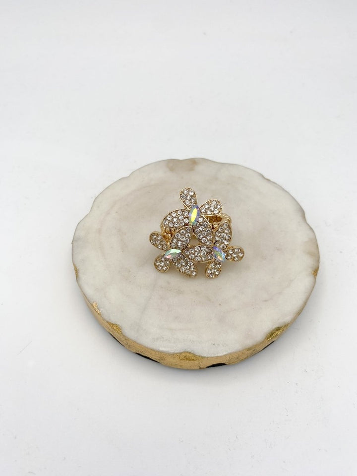 Sugar Rush Stretch Ring in Gold Plated With Clear Stone - Macoma Boutique315 Jewelry