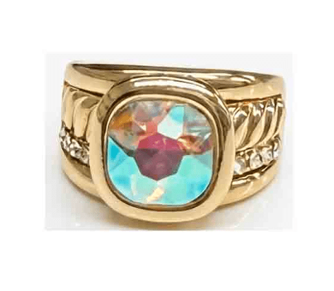 Sweet Escape Stretch Ring in Gold Plated With AB Crystals - Macoma Boutique315 Jewelry