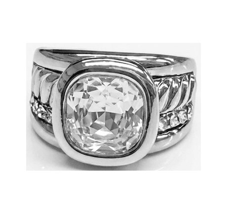 Sweet Escape Stretch Ring in Rhodium Plated With Clear Crystals - Macoma Boutique315 Jewelry