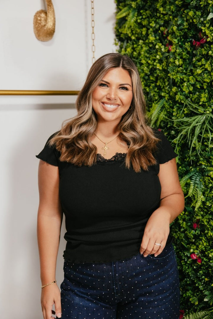 Sweet Obsession Top In Black - Reg & Curvy - Macoma Boutique100 Short Sleeve