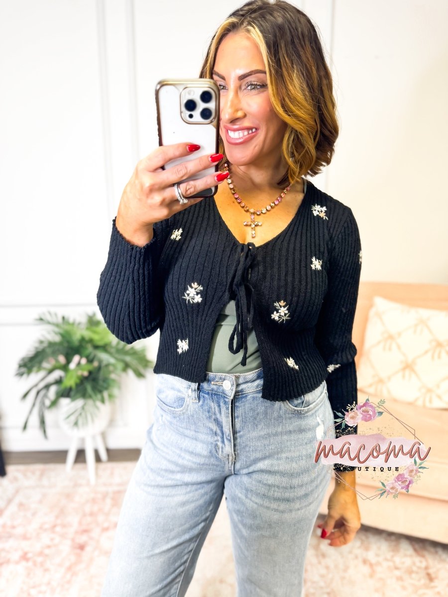 Tied In Petals Cardigan - FINAL SALE - Macoma Boutique220 Cardigans/Kimonos