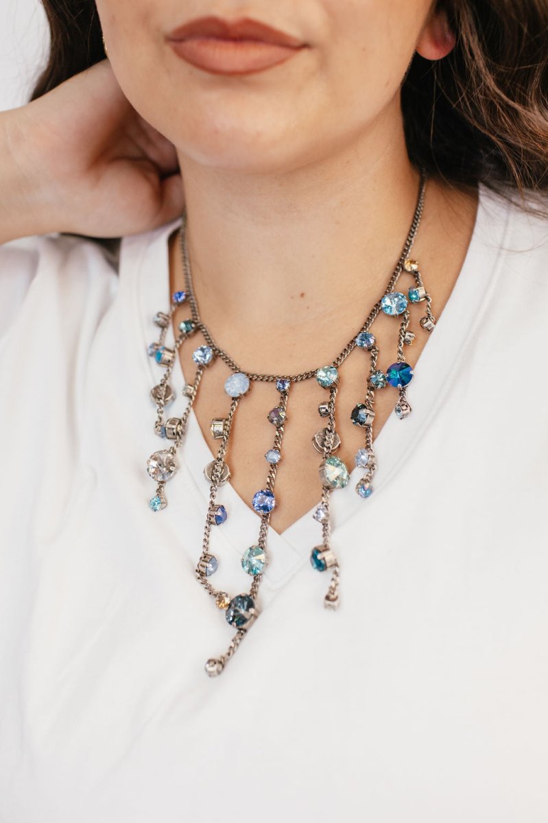 Tova Ella Necklace In Antique Silver Blue Ombre - Macoma Boutique310 Accessories/Jewelry