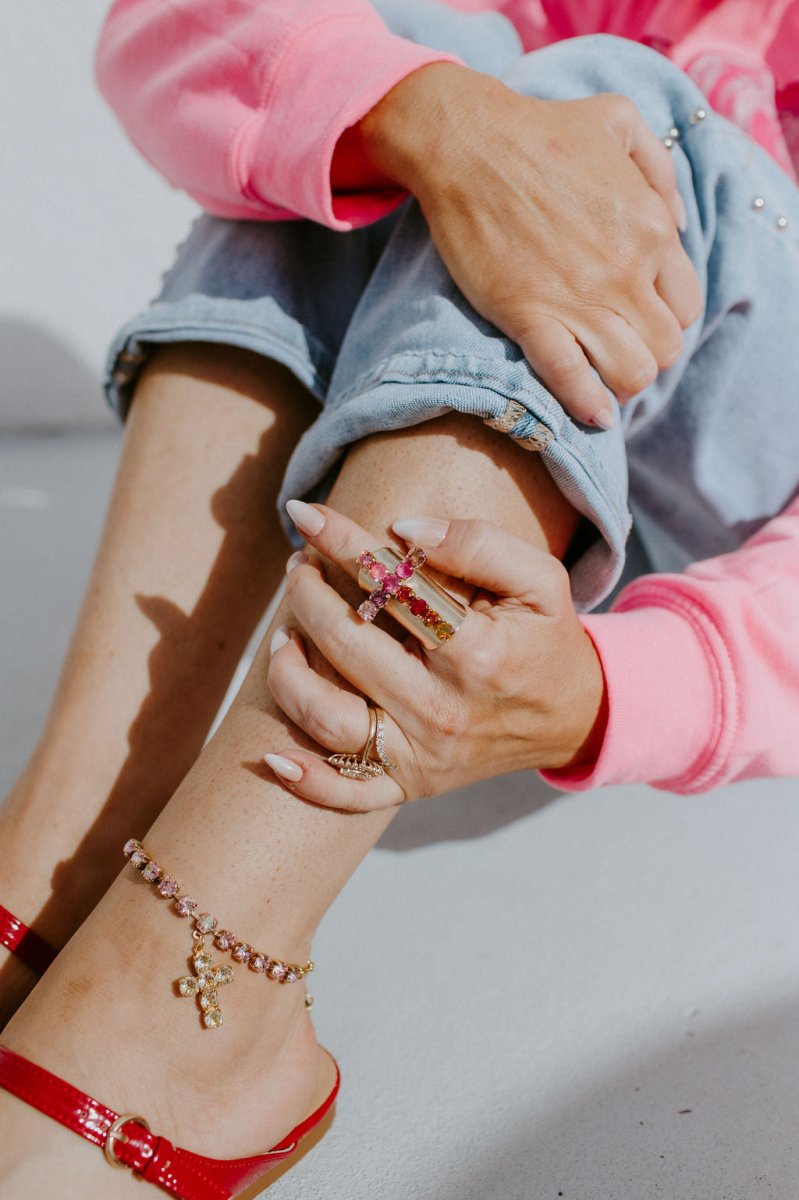 Tova Jalus Ring In Antique Gold Pink And Red Mix - Macoma Boutique310 Accessories/Jewelry