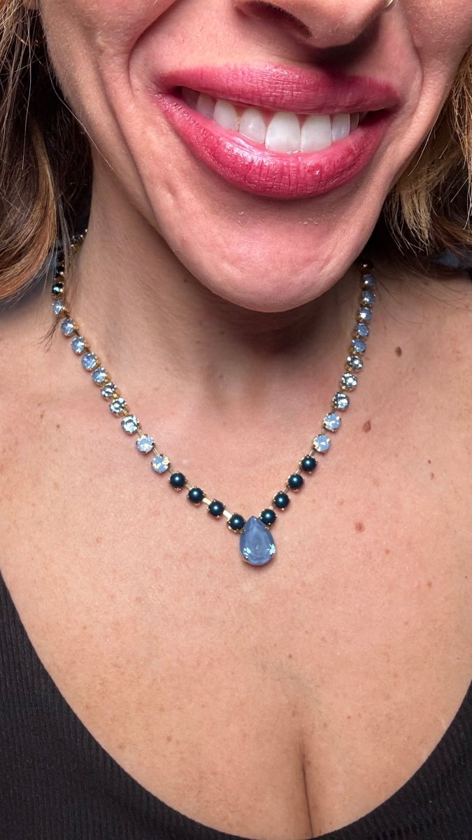 Tova Miller Necklace In Antique Silver Blue Mix - Macoma Boutique310 Accessories/Jewelry