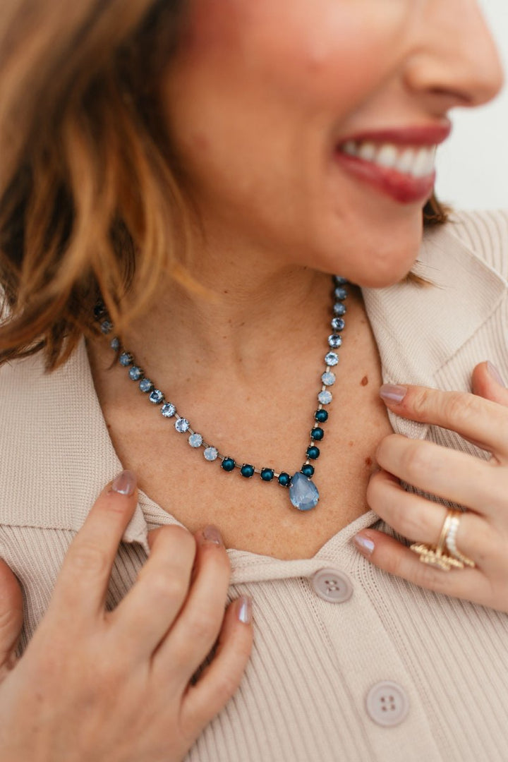 Tova Miller Necklace In Antique Silver Blue Mix - Macoma Boutique310 Accessories/Jewelry