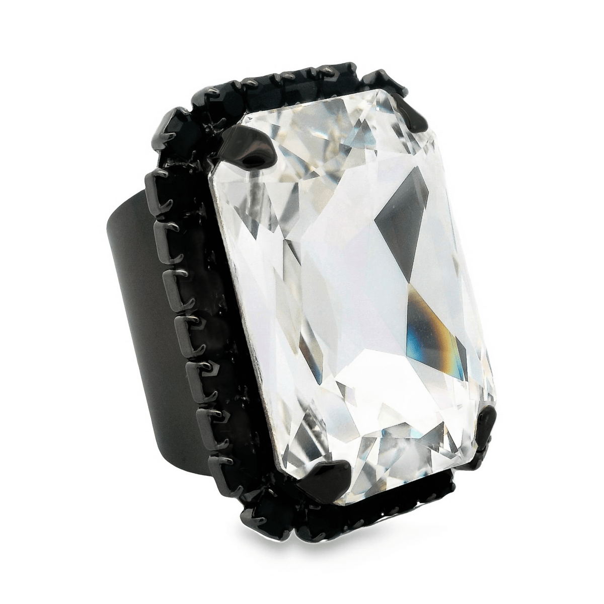 Tova Mini Soleil Ring with Trim in Gunmetal / Clear Crystal - Macoma Boutique310 Accessories/Jewelry