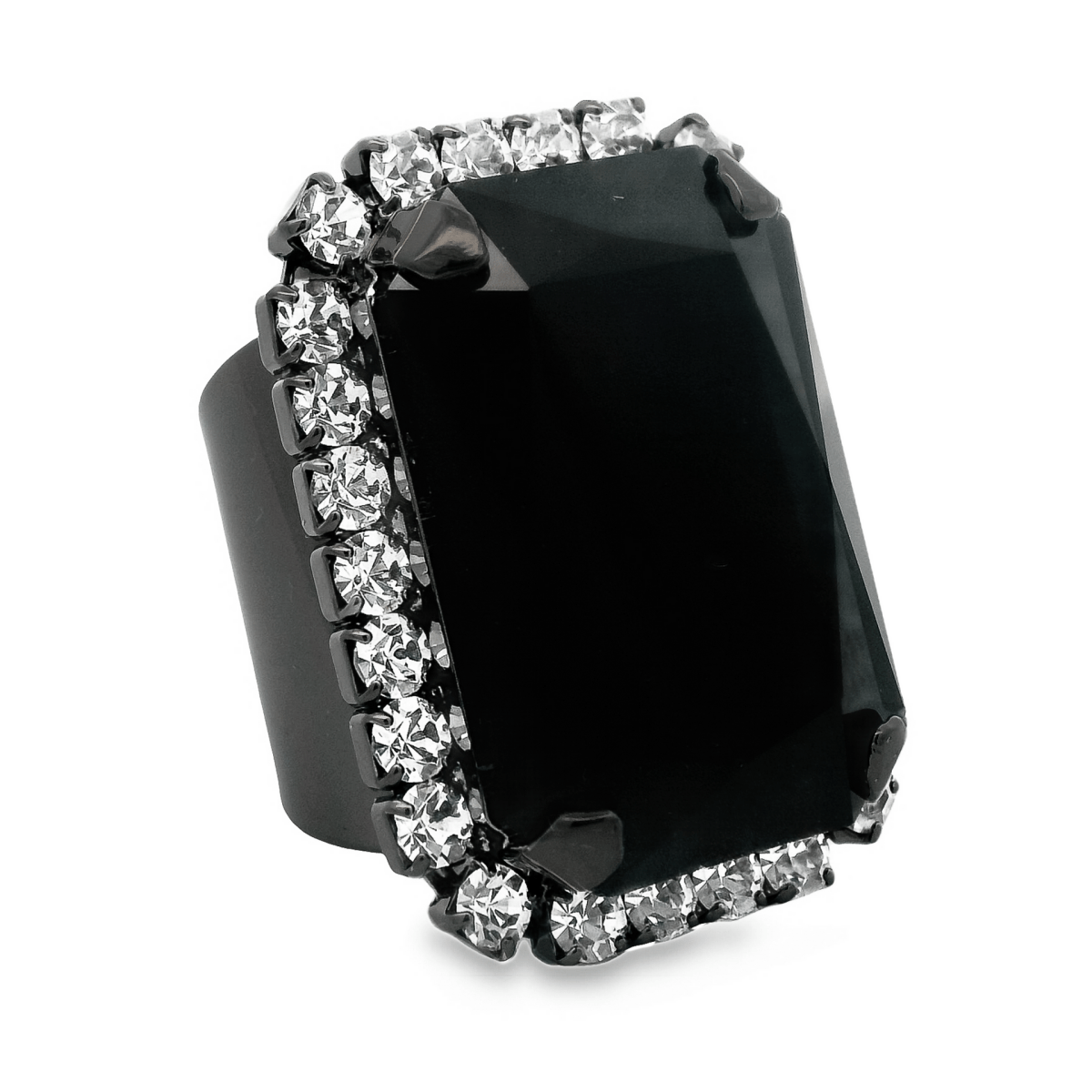 Tova Mini Soleil Ring with Trim in Gunmetal / Jet Crystal - Macoma Boutique310 Accessories/Jewelry