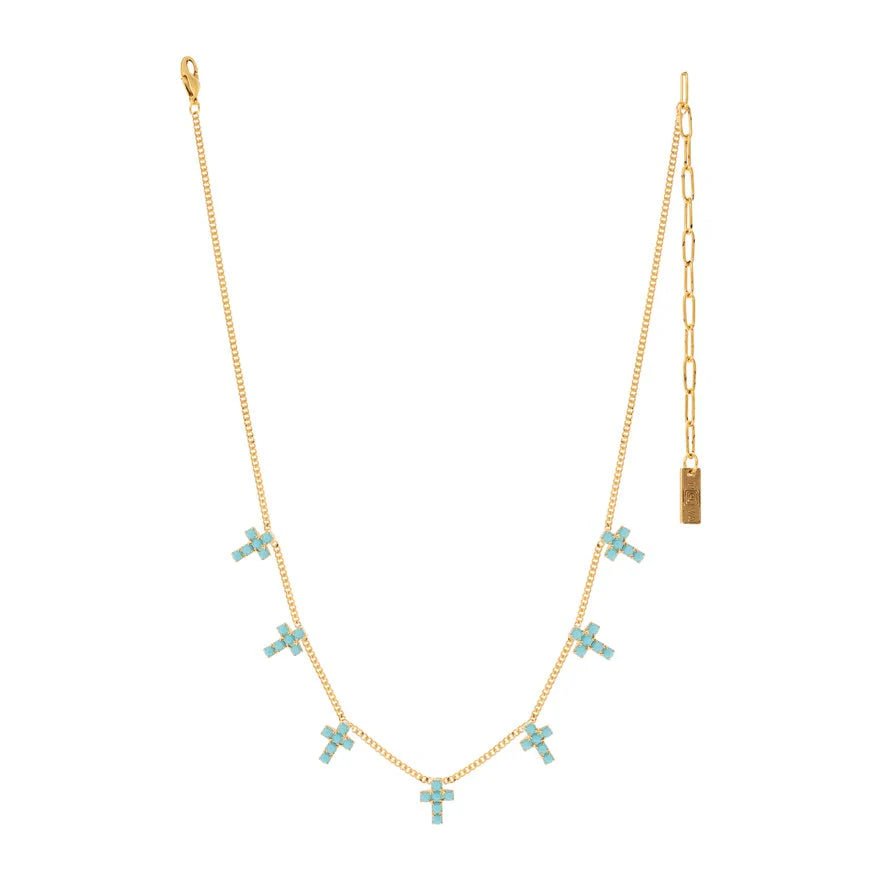 Tova Multi Cross Necklace In Antique Gold/turquoise - Macoma Boutique310 Accessories/Jewelry