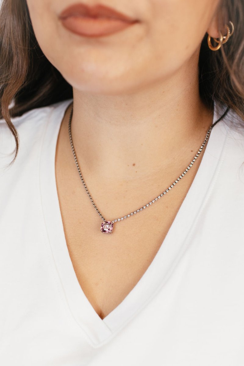 Tova Rhys Square Necklace in Antique Silver Iris - Macoma Boutique310 Accessories/Jewelry