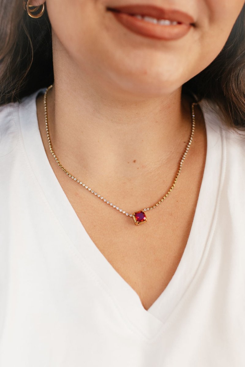 Tova Rhys Square Necklace in Gold Scarlet Brandy - Macoma Boutique310 Accessories/Jewelry