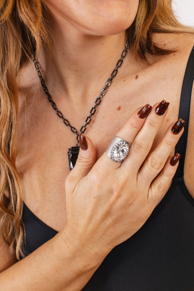 Tova Sydney Ring in Antique Silver Clear - Macoma Boutique310 Accessories/Jewelry