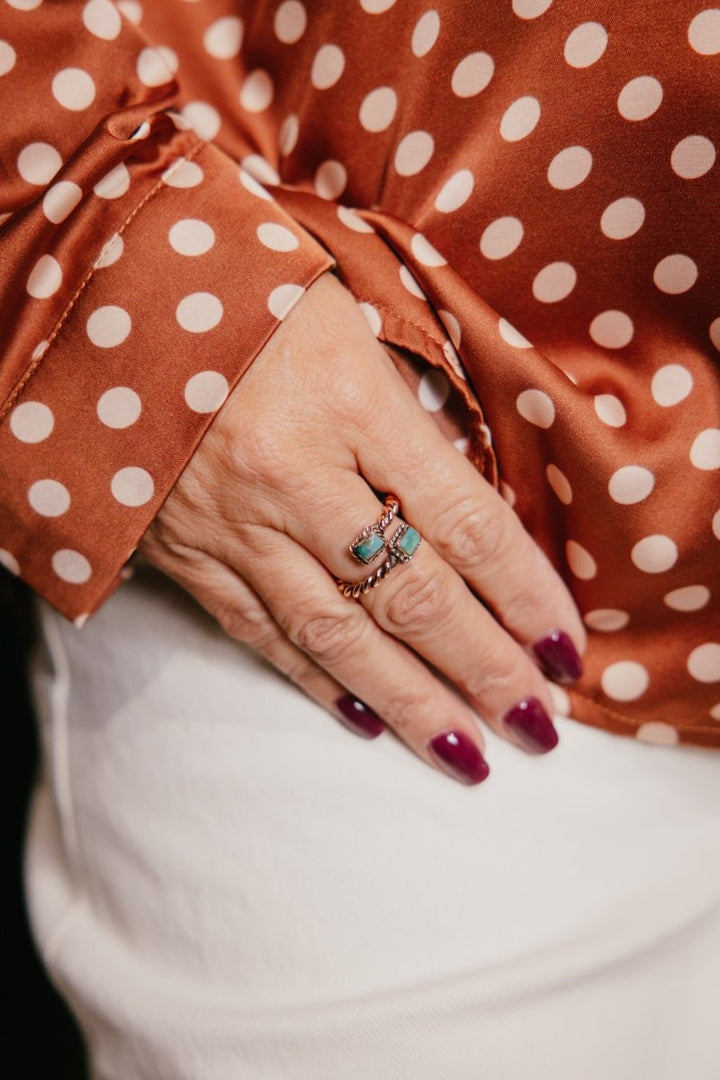 Turquoise Twist Adjustable Ring - Macoma Boutique315 Jewelry