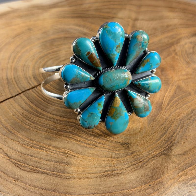 Turquoise Wildflower Cuff Bracelet - Macoma Boutique315 Jewelry