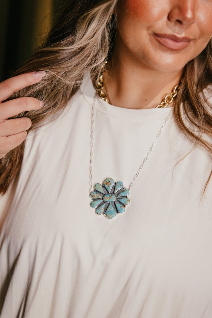 Turquoise Wildflower Statement Necklace - Macoma Boutique315 Jewelry