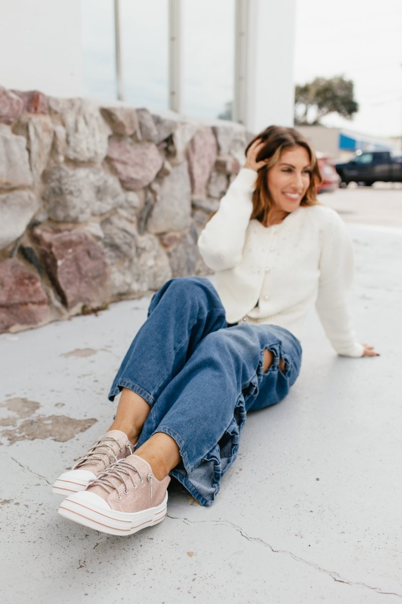 Very G Rose Gold Glitter Aman Sneakers - Macoma Boutique301 Sneakers