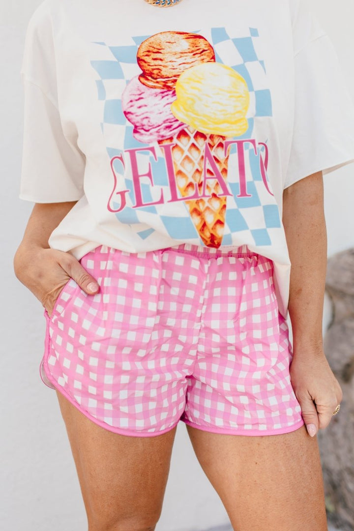 Wear All Day Shorts In Pink Gingham - Reg & Curvy - Macoma Boutique180 Shorts